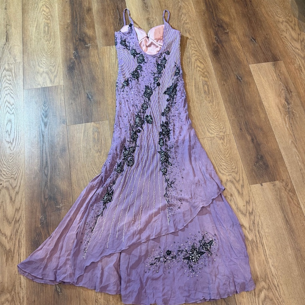 Vintage Y2K 100% Silk Beaded Dress Vintage Beaded Dress Sue Wong Dress Fairy - Picture 10 of 17